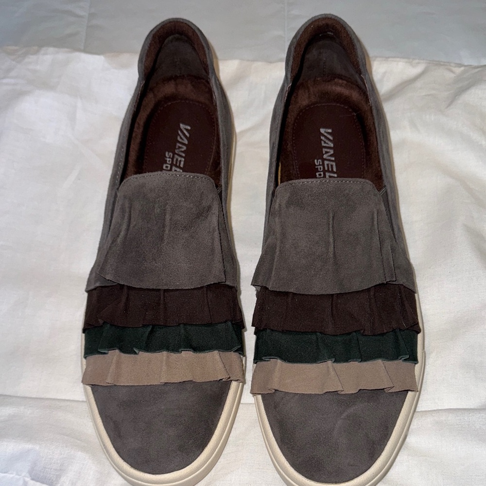 Vaneli Women's Gray and Green Suede Loafers